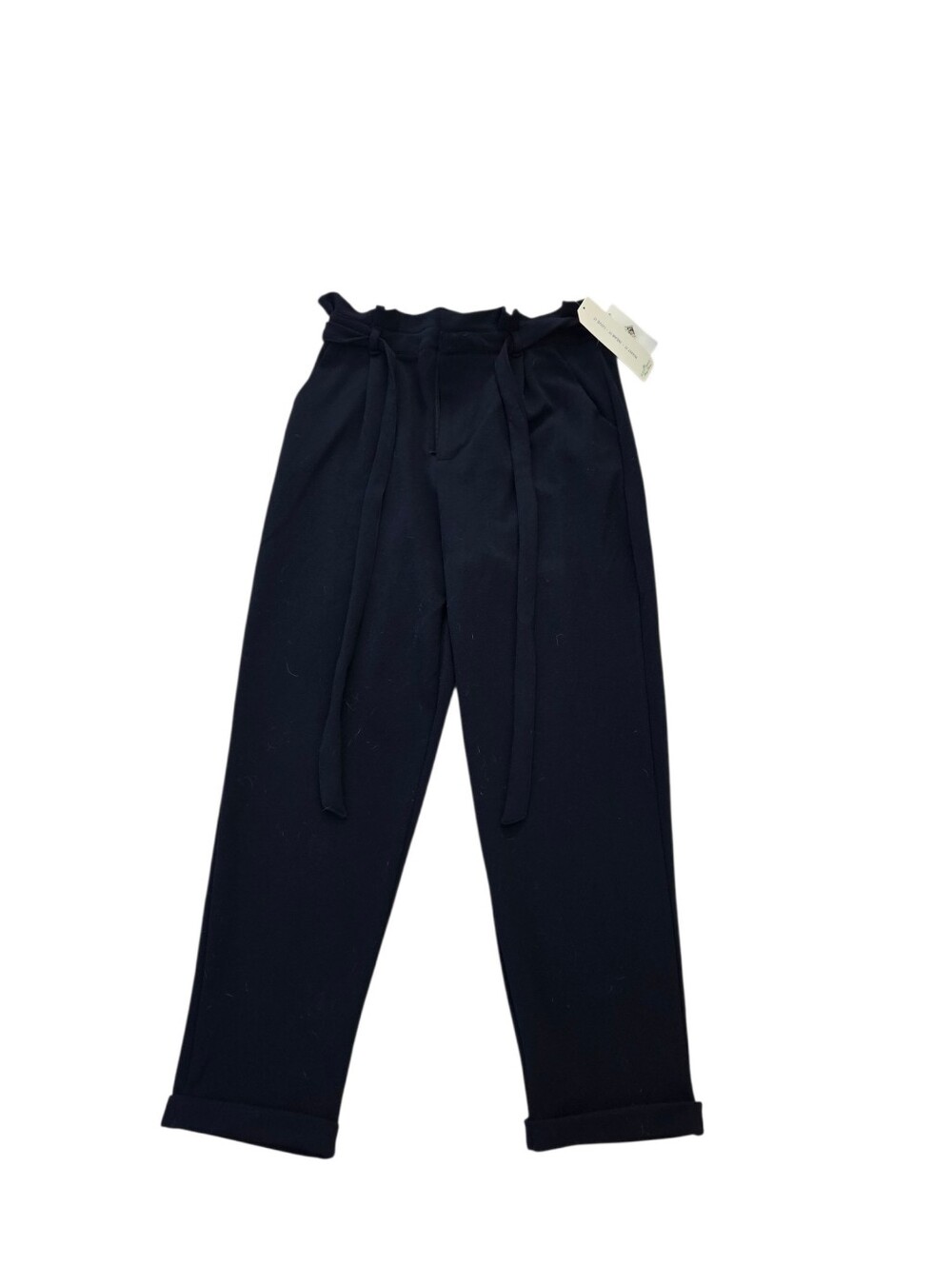 Almost Famous navy high waist half elastic waist  straight leg pants, L. NWT.